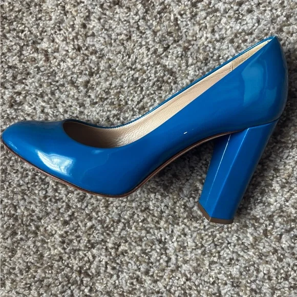 J Crew Blue Patent Block Heel Pumps - Picture 2 of 4